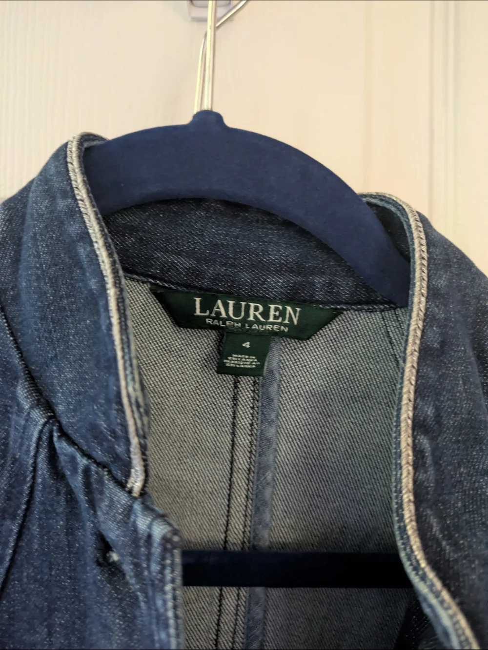 Ralph Lauren Dark Blue Denim Military-Style Jean Jacket - Picture 3 of 7
